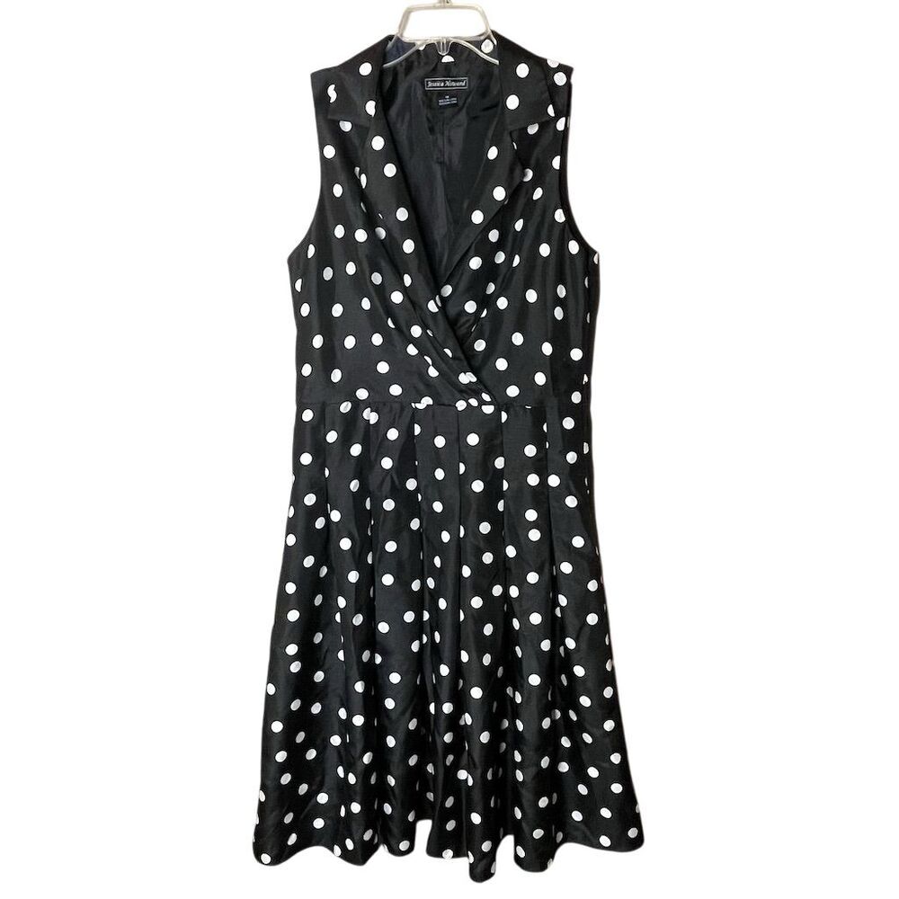 Jessica Howard Women's Size 12 Black Polka Dot Fit & Flare Dress - Picture 2 of 7